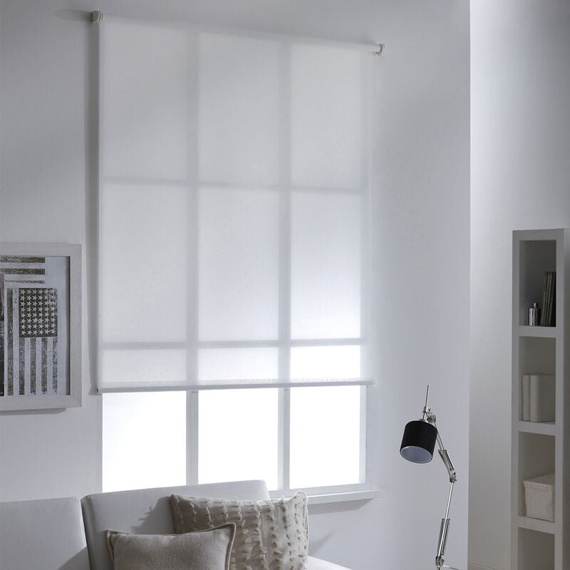 Store enrouleur tamisant E-roll motorisé - Blanc - L64 x H250cm