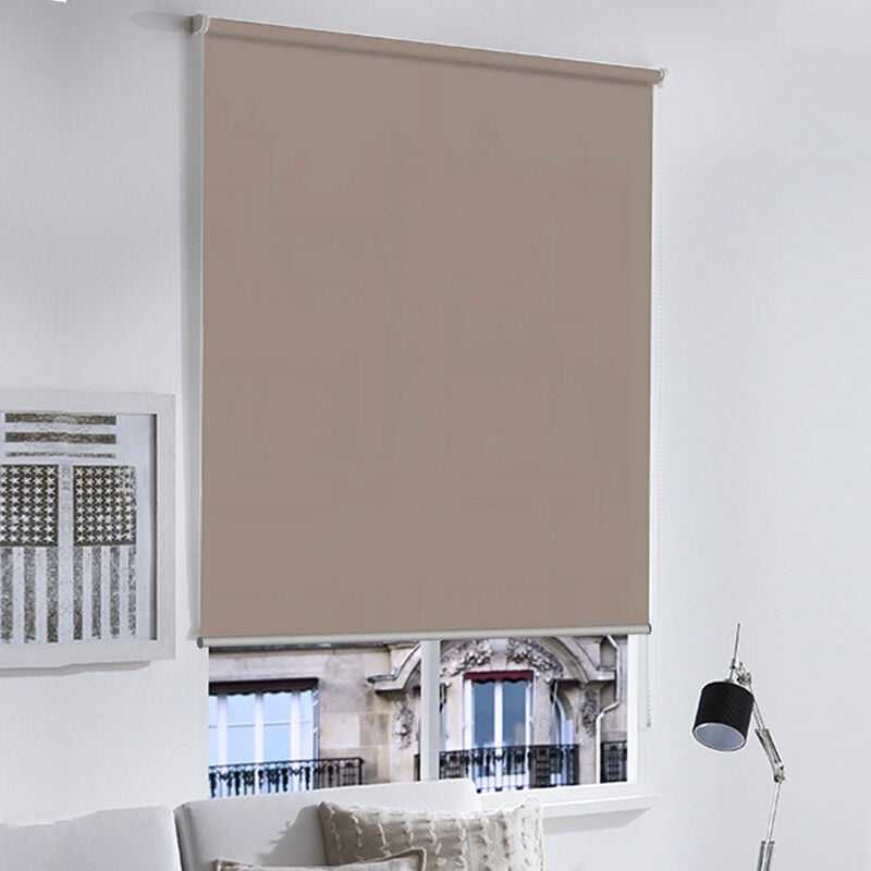 Madecostore - Store enrouleur tamisant sans percer - gamme Must - Marron - L61 x H190cm