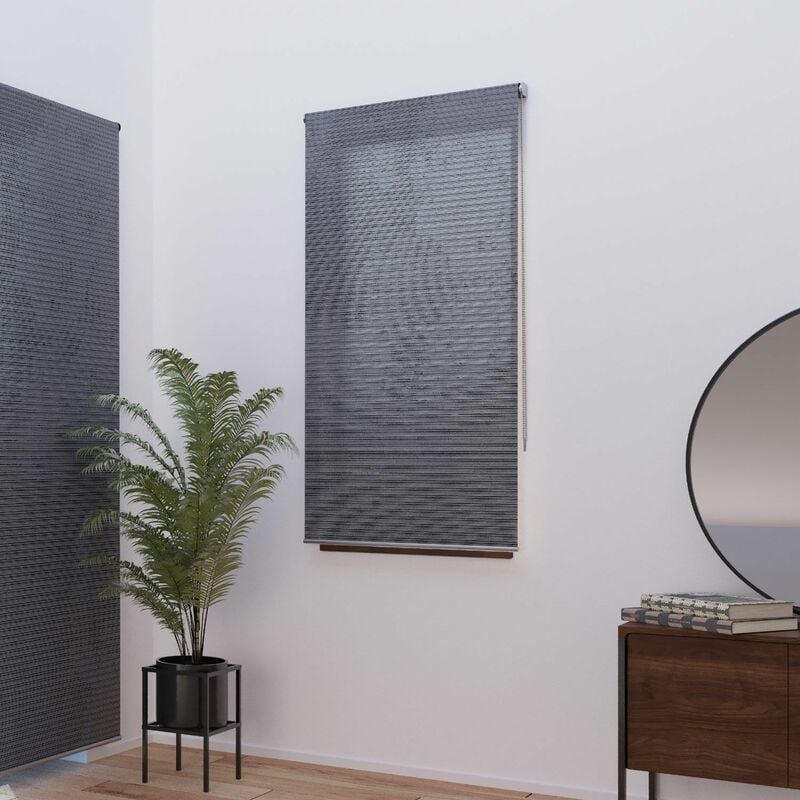 Madecostore - Store enrouleur tamisant gris chiné h250cm - gamme Must - Gris foncé - L64 x H250cm