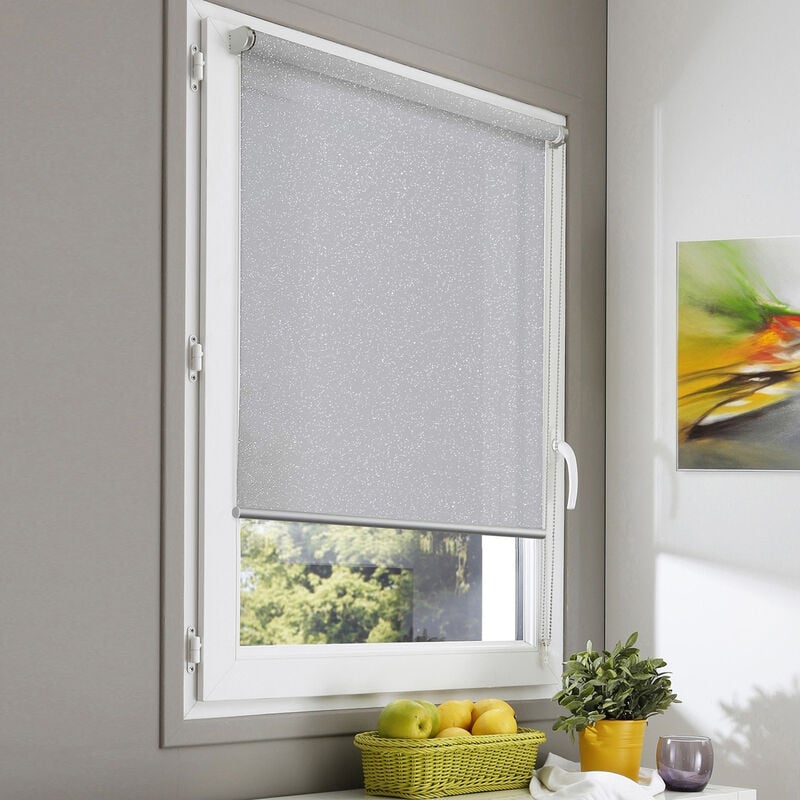 Store enrouleur tamisant à paillettes - gamme Must - Gris - L94 x H250cm