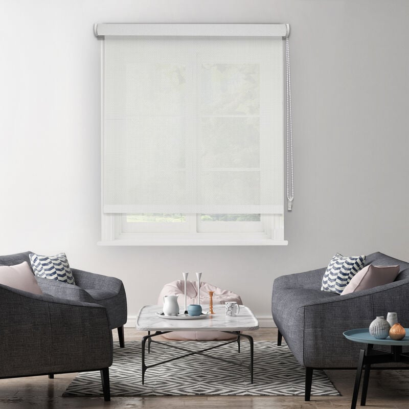 Madecostore - Store enrouleur tamisant screen mini sans percer - Blanc - L41 x H160cm