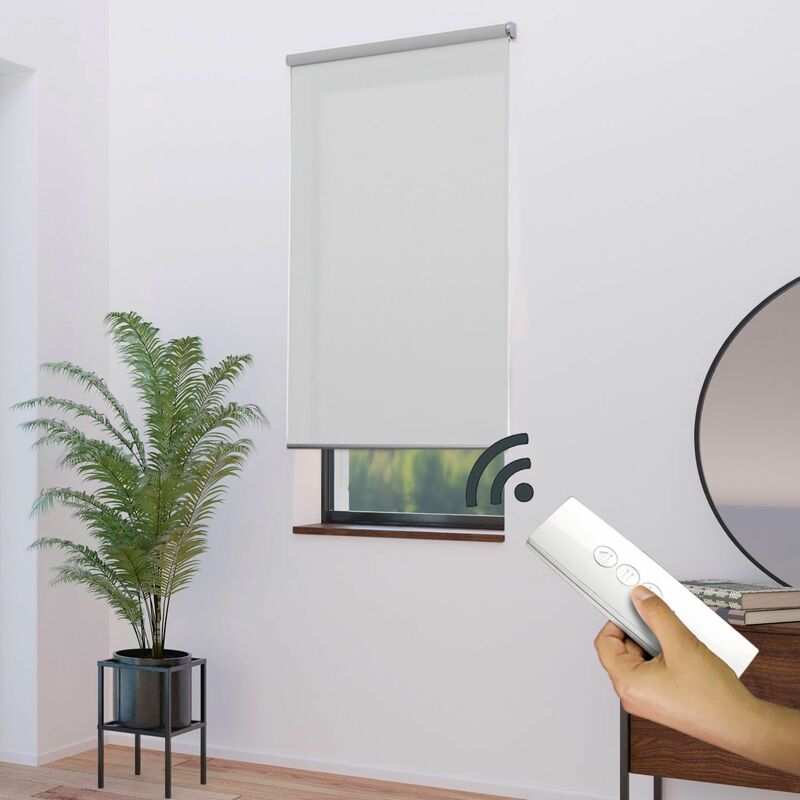 Madecostore - Store enrouleur tamisant thermique E-roll motorisé - Beige - L104 x H250cm