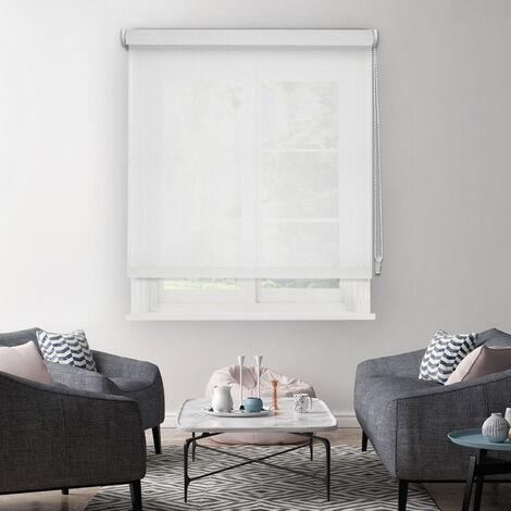 Blanc L49 x H190cm madecostore Store Enrouleur Tamisant Tissu Straight