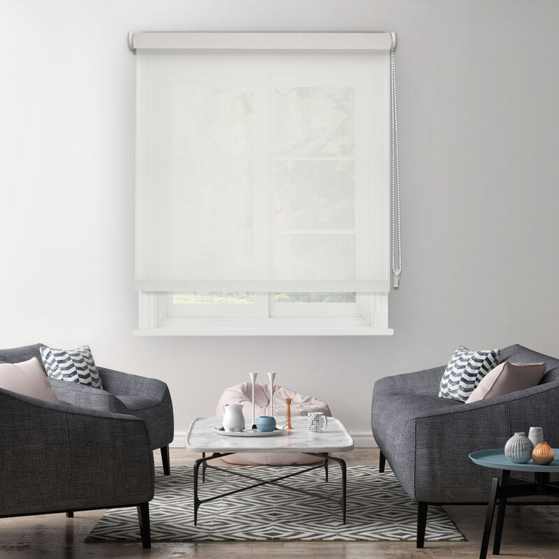 Madecostore - Store enrouleur tamisant uni h190cm - Rose - L214 x H190cm