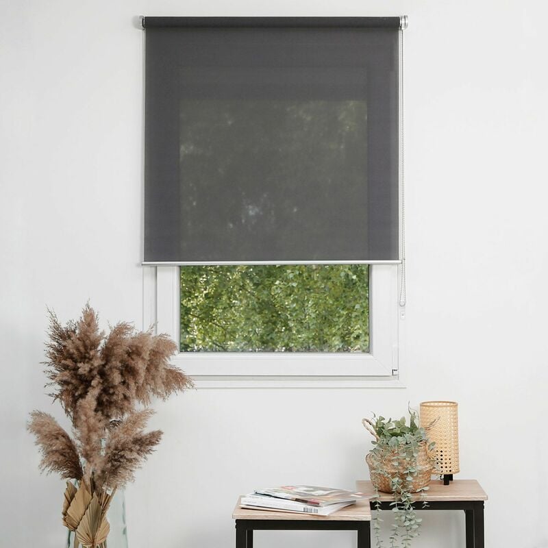Madecostore - Store enrouleur tamisant uni Prestige - Gris ardoise - L60 x H190cm