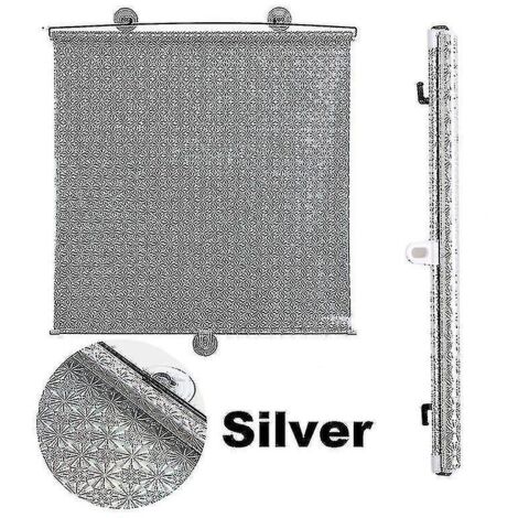 Store enrouleur universel à ventouses, rideau occultant et pare-soleil - 40 cm x 125 cm - Argent