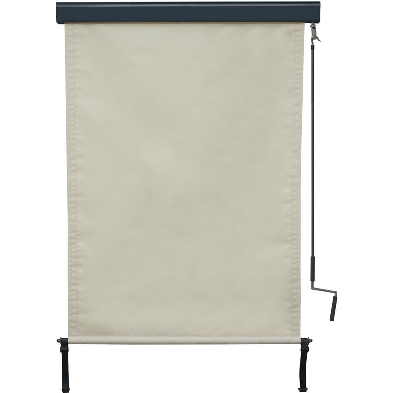 Store enrouleur vertical HWC-F42, store extérieur, Protection anti-UV 50 - 250x100 cm, crème -beige