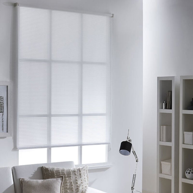 Madecostore - Store enrouleur voile ajouré blanc - Blanc - L64 x H190cm