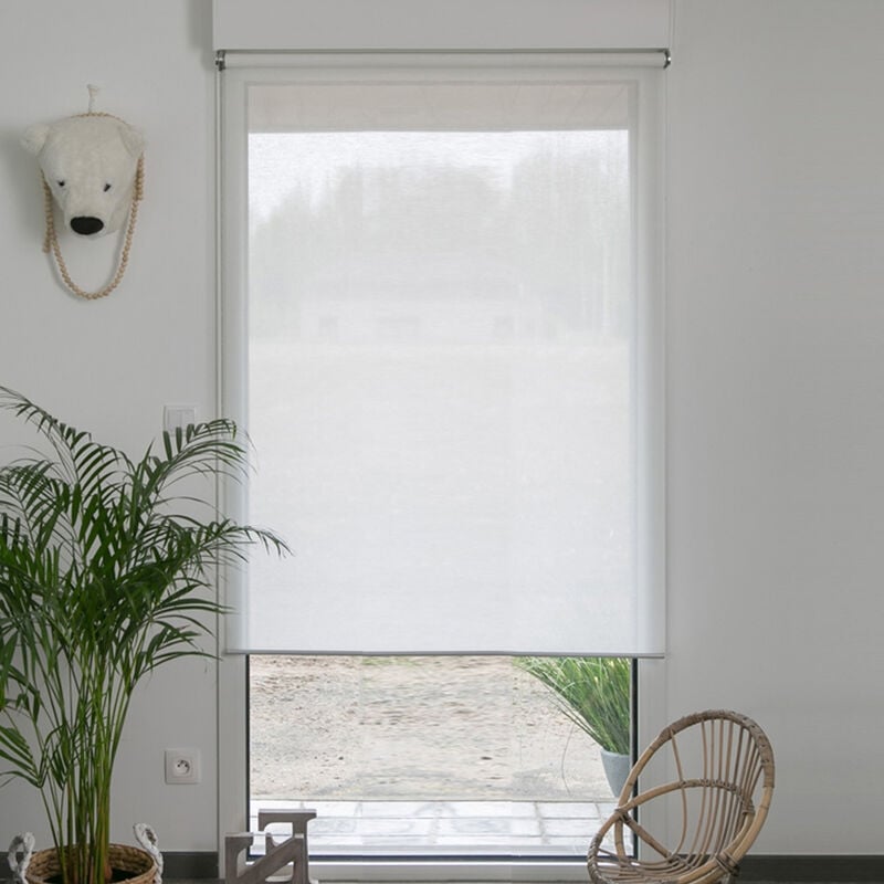 Store enrouleur voile E-roll motorisé - Blanc - L64 x H250cm