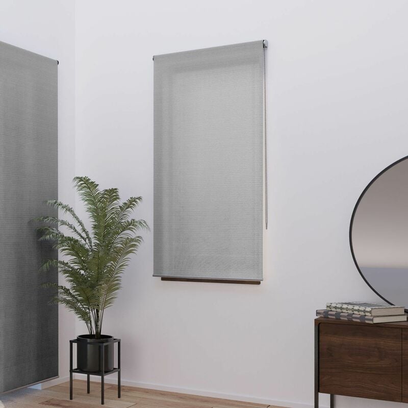 Madecostore - Store enrouleur voile rayé loft - gamme Must - Gris - L104 x H190cm