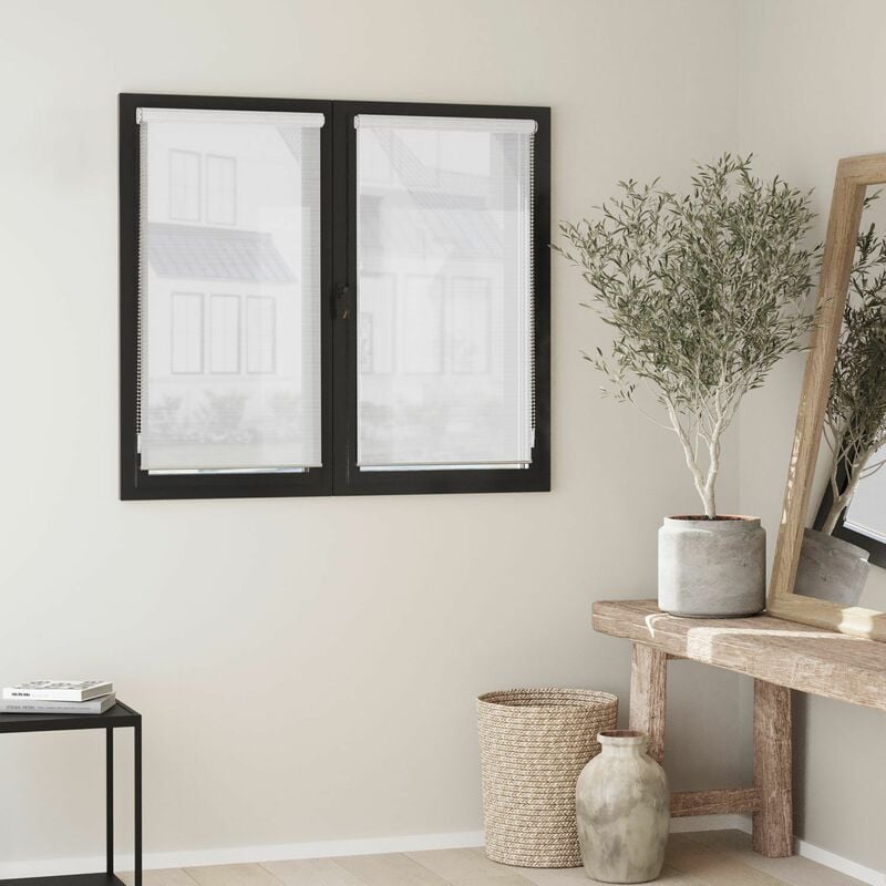 Madecostore - Store enrouleur voile rayé loft sans percer - gamme Must - Gris - L46 x H170cm