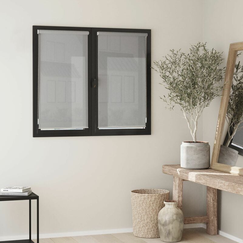 Madecostore - Store enrouleur voile mesh sans percer - gamme Must - Gris - L66 x H170cm