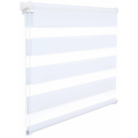 Store enrouleur zebra day and night rouleau double couche 100x220 cm blanc