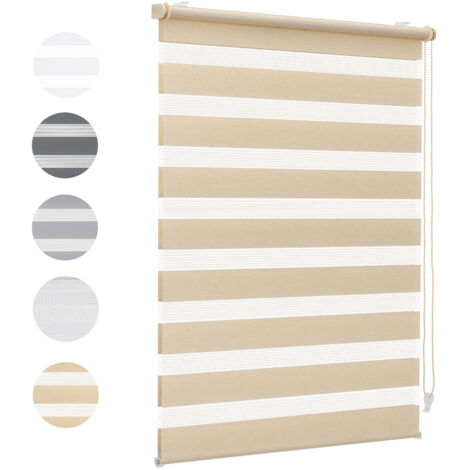 Store enrouleur zébré jour nuit 80 x 100 cm Beige Installation sans perçage occultants protection solaire