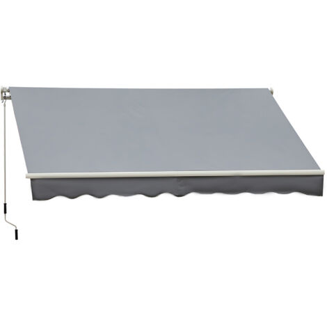 Store extérieur 3x2.5 m rétractable pour porte et fenêtre, aluminium et polyester anti-UV, gris