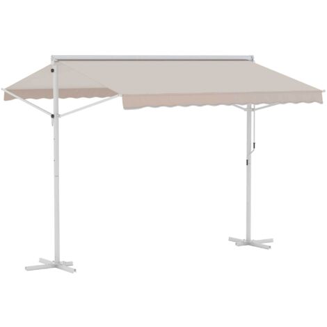 Store extérieur autoportant Outsunny, store de jardin 3x3m avec bras articulé et manivelle, beige, idéal pour terrasse et jardin