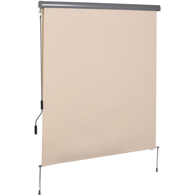 Store extérieur enrouleur vertical 1,6L x 2,5H m - manivelle - alu polyester haute densité 280 g/m² anti-UV50+ beige