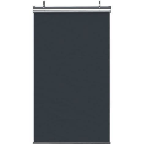 Store extérieur vertical rétractable sans perçage - gris foncé - alu polyester haute densité