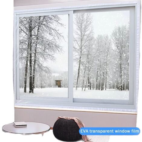 Store hivernal transparent PE 120x160cm avec bande velcro 6m, isolation thermique fenêtre étanche pour grenier et vitrage
