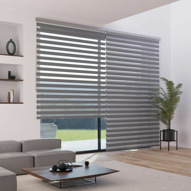 Madecostore - Store enrouleur jour nuit avec coffre - gamme Must - zwart/wit - L123 x H220cm