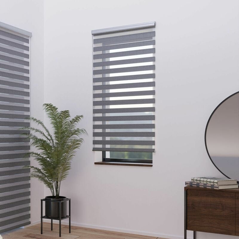 Madecostore - Store enrouleur jour nuit avec coffre - gamme Must - zwart/wit - L63 x H220cm