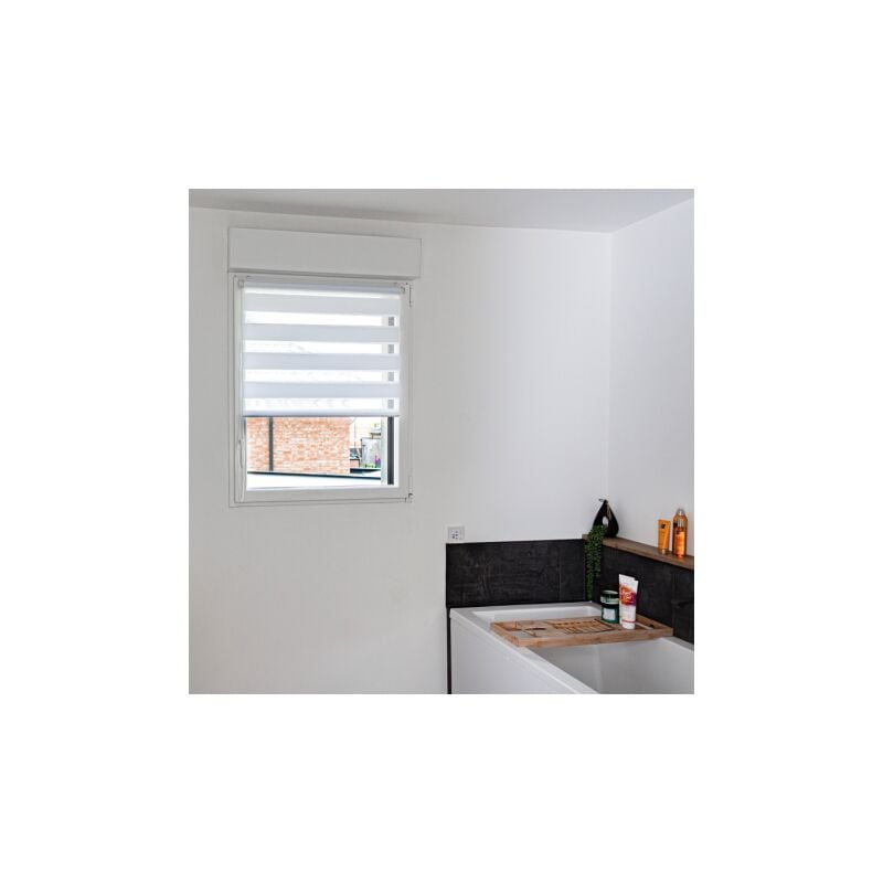 Volet Moustiquaire - Store Jour Nuit l 52 cm x h 150 cm blanc sans perçage