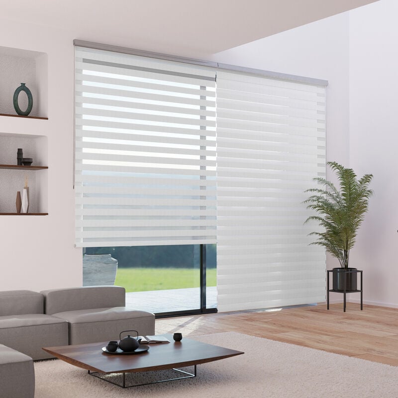 Madecostore - Store enrouleur jour nuit jacquard avec coffre - gamme Must - Jacquard wit - L93 x H250cm