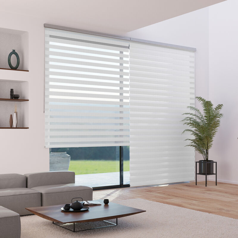 Madecostore - Store enrouleur jour nuit jacquard avec coffre - gamme Must - Jacquard wit - L153 x H250cm