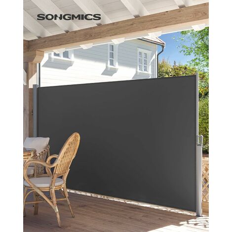 Store latéral 350 x 180cm Abri soleil Paravent extérieur rétractable 280g/m² polyester Beige et Gris au choix