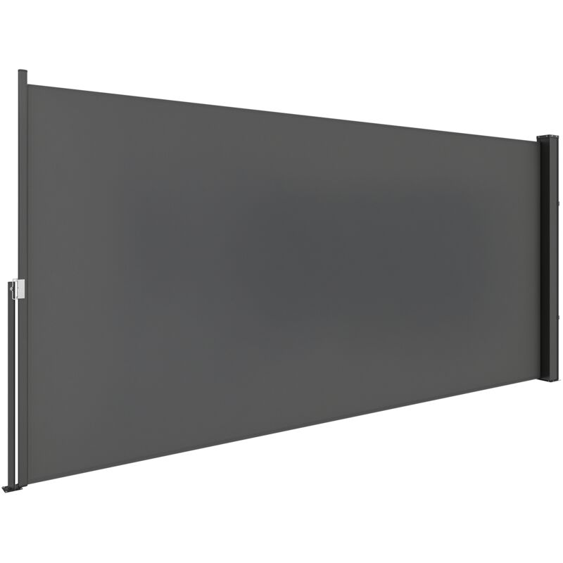 Outsunny - Store latéral brise-vue paravent rétractable de jardin dim. 3 x 1,4 m alu. polyester gris foncé