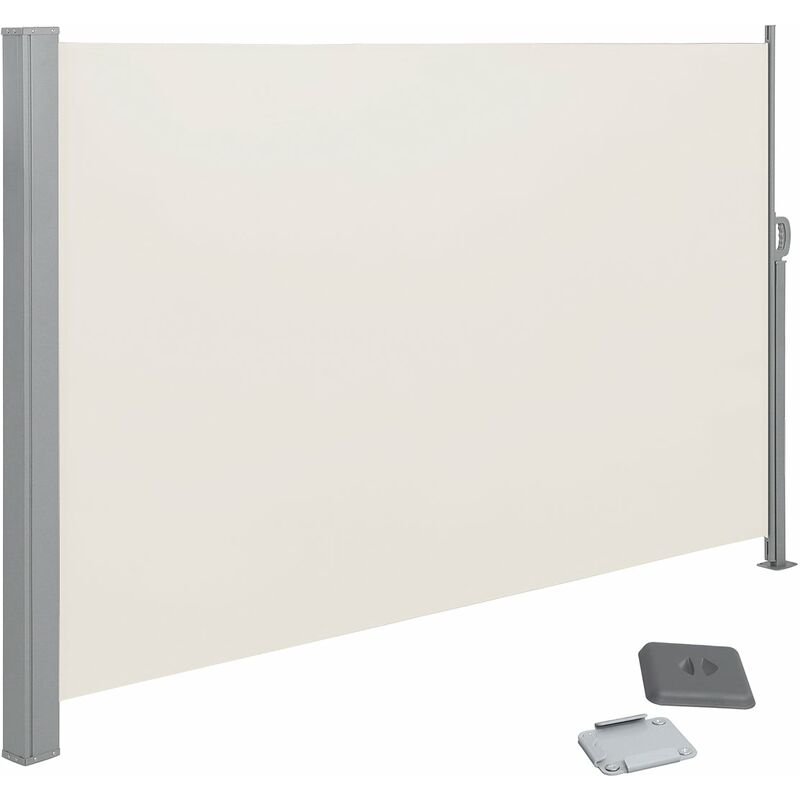 Store latéral pour balcon et terrasse pare-soleil 200 x 350 cm (h x l) brise-vue protection vie privée beige