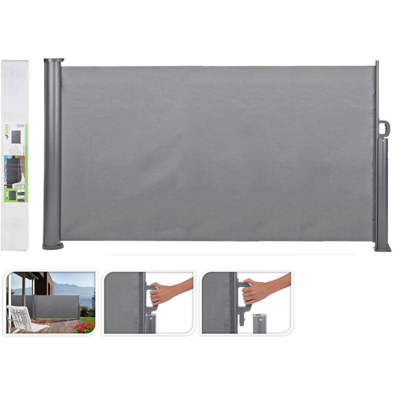 Koopman International B.V. Pare-vent pour terrasse. Taille 3X1,4 mètres, boîtier en aluminium et toile polyester 220 grammes/M2 avec revêtement.