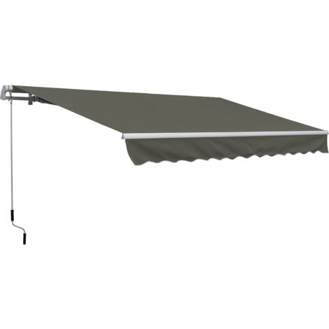 Store manuelle rétractable Angle réglable Aluminium Polyester imperméable 3,5L x 2,5L m Gris