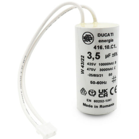 Store Menuiserie – Condensateur 3,5 µF à connecteurs pour moteur volet roulant Bubendorff – Tension 450V – Installation rapide – Compatible avec moteurs Bubendorff