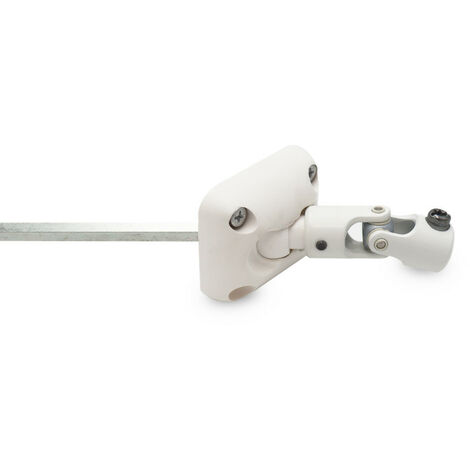 Store Menuiserie – Sortie de caisson pour volet roulant manuel – Longueur 315 mm – Diamètre 12 mm – Angulation 30° – PVC blanc RAL 9010