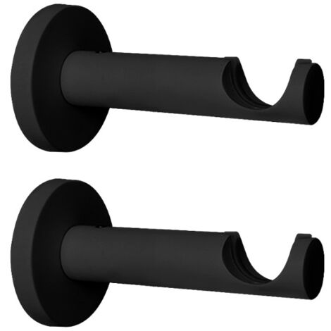 Store Menuiserie – Supports muraux pour tringle à rideaux noir – Acier et aluminium – Diamètre 20 mm – Saillie 76 mm – Installation facile avec visserie incluse