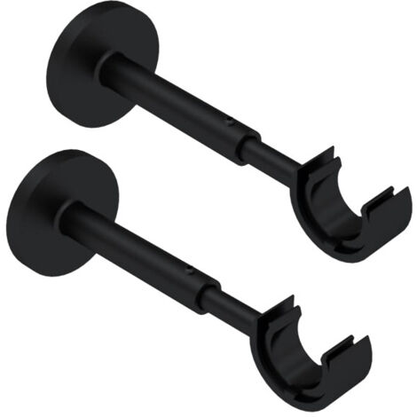 Store Menuiserie – Supports pour tringle à rideaux noir – Acier et aluminium – Saillie extensible 110 à 160mm – Diamètre 28mm – Lot de 2