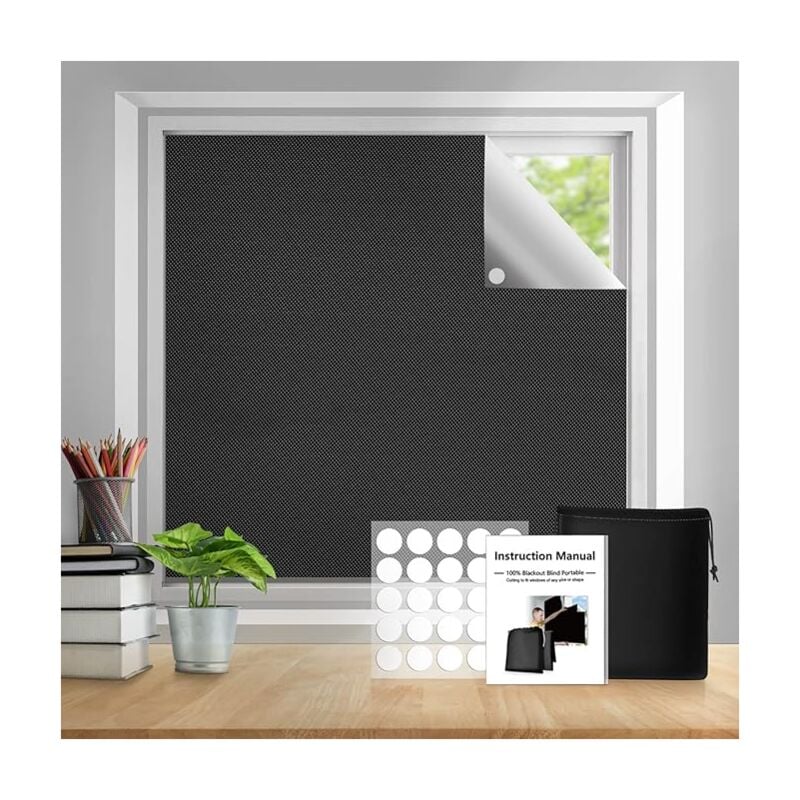 Tigrezy - Store Occultant Fenêtre,Portatif Store Occultant Thermique Noir Matériaux Rideaux Occultant pour Fenêtre 300 x 145 cm Coller sur FenêTre