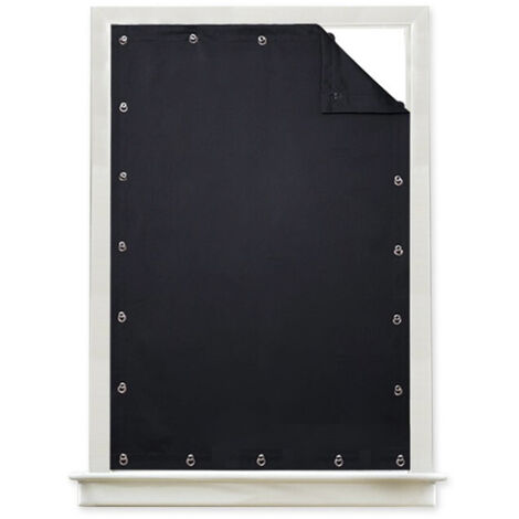 Store Occultant sans Percage, 195x130cm, Rideaux 100% Occultants pour Chambre à Coucher, Stores de Fenêtre Portables de Bricolage，pour Chambre de Bébé, Voyage, Avec Ventouses, Noir