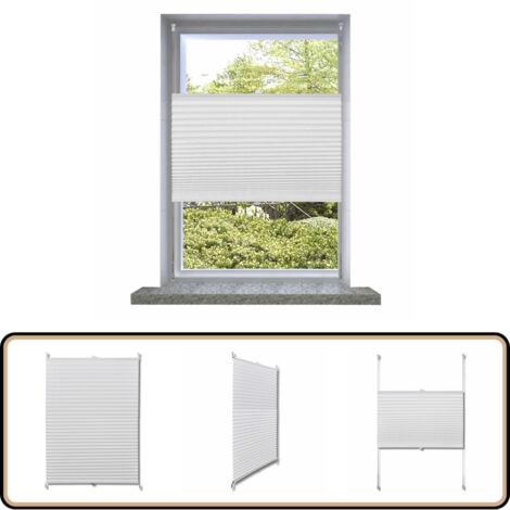 Store plissé 60x200 cm Blanc - Store Plissée - Rideau Intérieur - Occultation Lumière - Decoration Intérieure - Stores Vénitiens