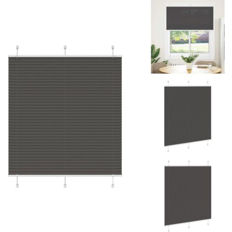 Store plissé noir 120x150 cm largeur du tissu 119,4cm polyester - Store Plissé - Stores Plissés - Store Plissé De Fenêtre - Plisse Aveugle