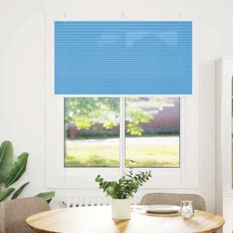 Store plissé，Store vénitien bleu 105x100 cm largeur du tissu 104,4cm polyester CFW9306826