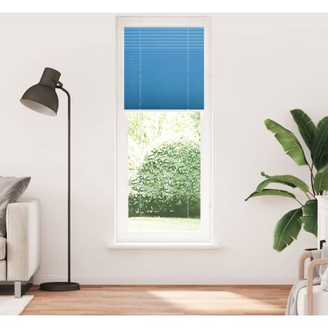 Store plissé，Store vénitien bleu 75x200 cm largeur du tissu 74,4 cm polyester CFW1595635