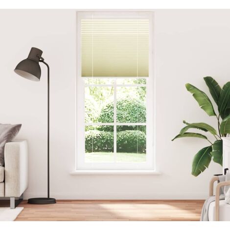Store plissé，Store vénitien crème 90x200 cm largeur du tissu 89,4 cm polyester CFW2041326