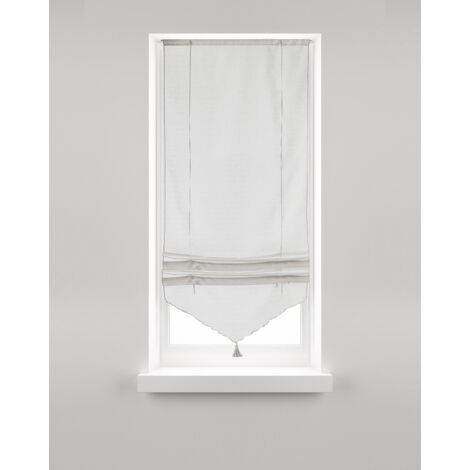 Store Relevable blanc avec Pompon Blanc 58x165 cm