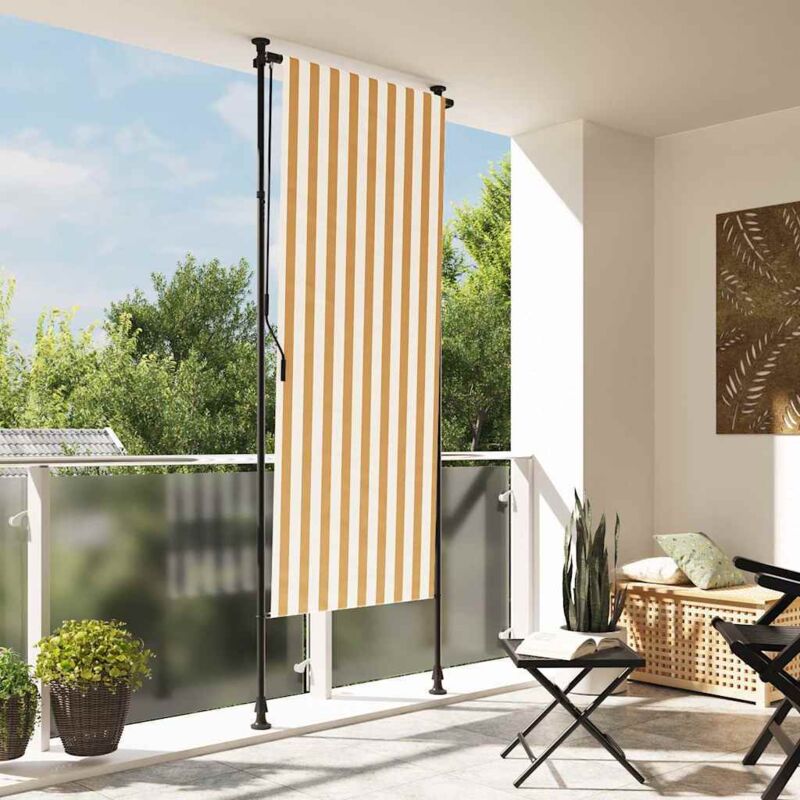 Store roulant d'extérieur orange et blanc 100x270cm tissu acier