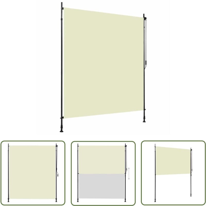 The Living Store Store roulant d'extérieur 200 x 270 cm Crème - Store Extérieur - Stores Verticaux - Intimité Jardin - Ombre Terrasse - Store Manuel