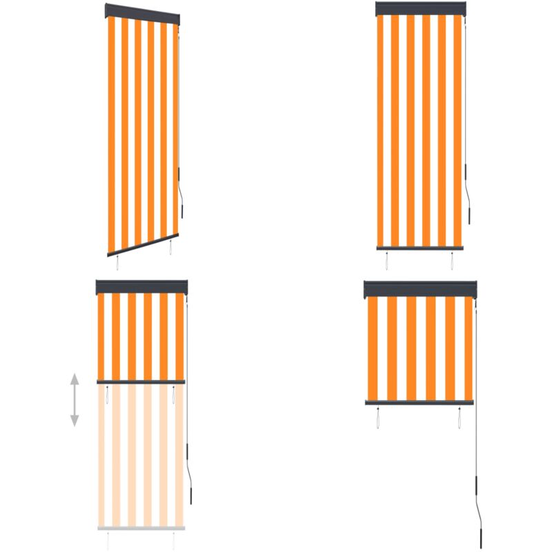 Vidaxl - Store roulant d'extérieur 60x250 cm Blanc et orange - Stores Exterieurs - Volets Roulants - Protection Solaire - Parasol - Intimité