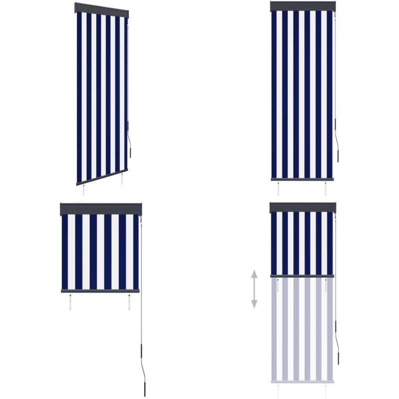 Vidaxl - Store roulant d'extérieur 60x250 cm Bleu et blanc - Stores Exterieurs - Volets Roulants - Protection Solaire - Volets Exterieurs - Store
