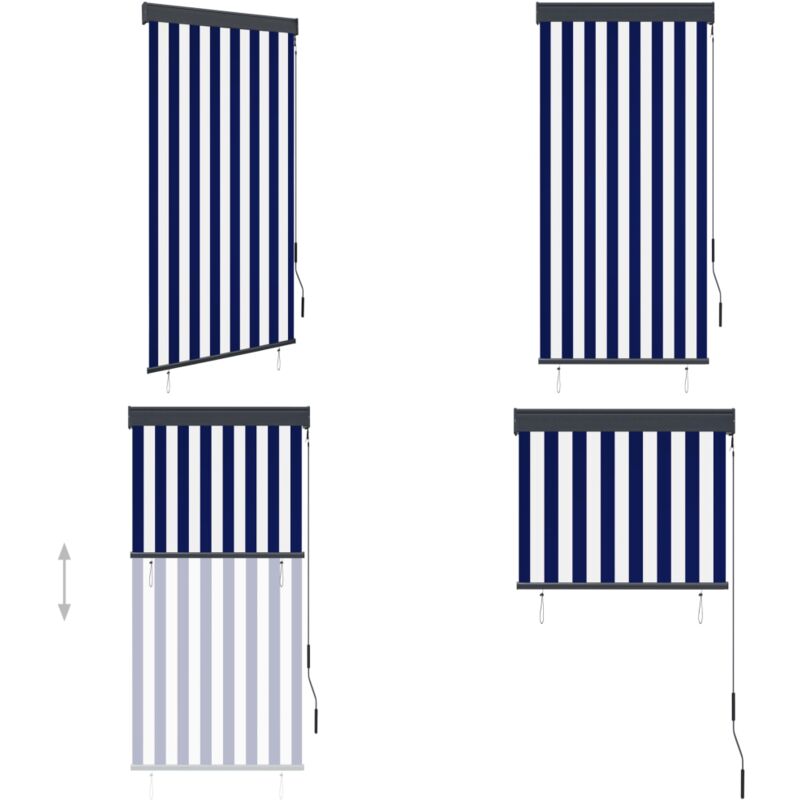 Vidaxl - Store roulant d'extérieur 80x250 cm Bleu et blanc - Stores Exterieurs - Volets Roulants - Protection Solaire - Intimité Extérieure - Store